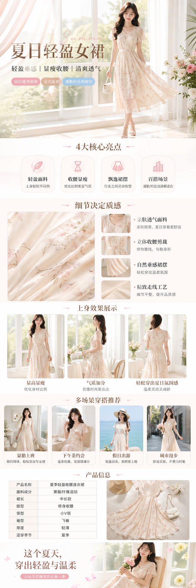 清新夏日女裝連衣裙電商展示