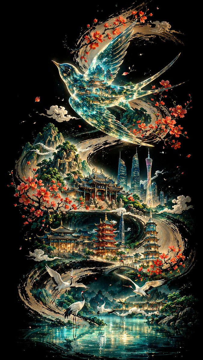 琉璃透明畫眉鳥飛舞羊城墨卷
