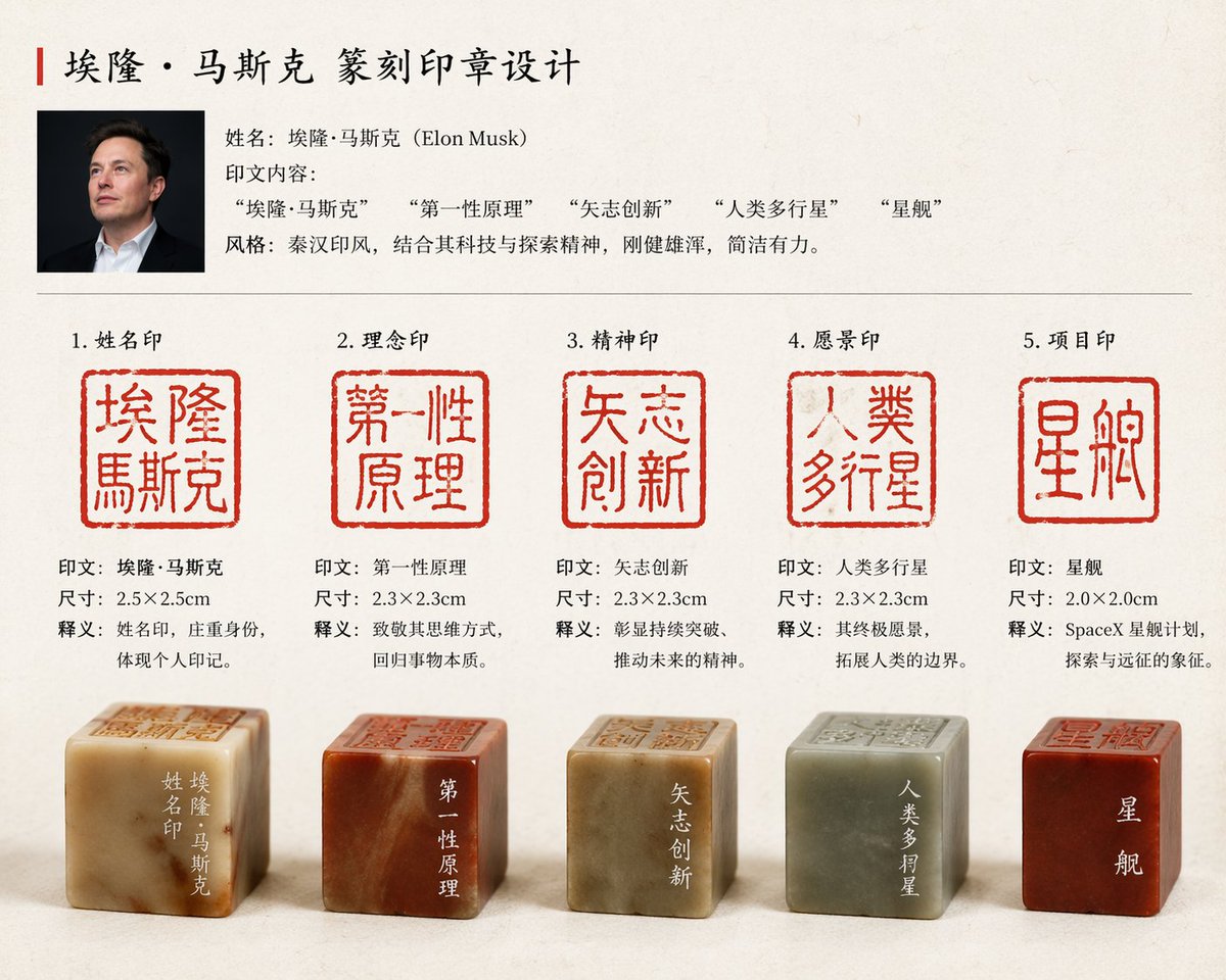馬斯克專屬篆刻印章設計