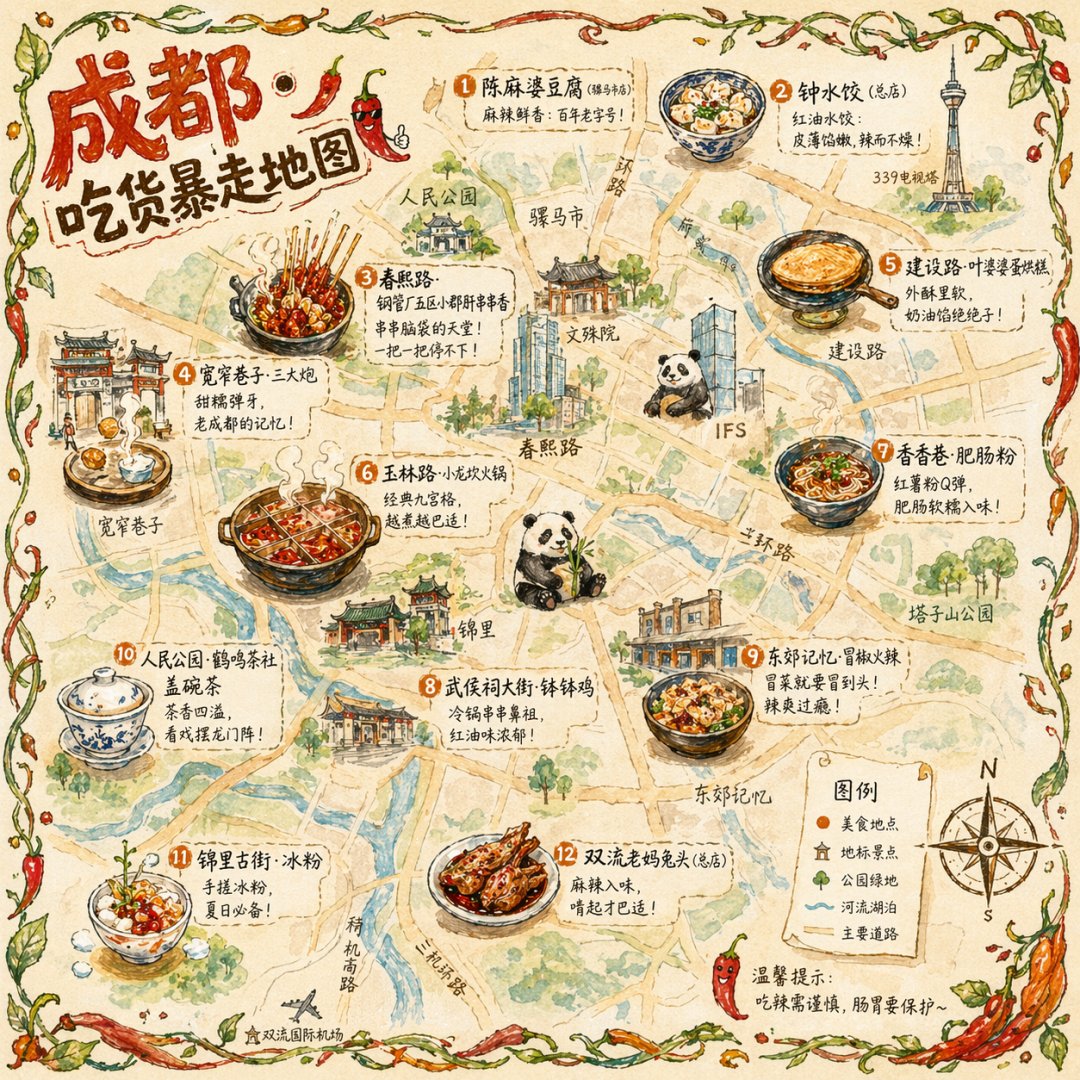 成都吃貨暴走手繪美食地圖