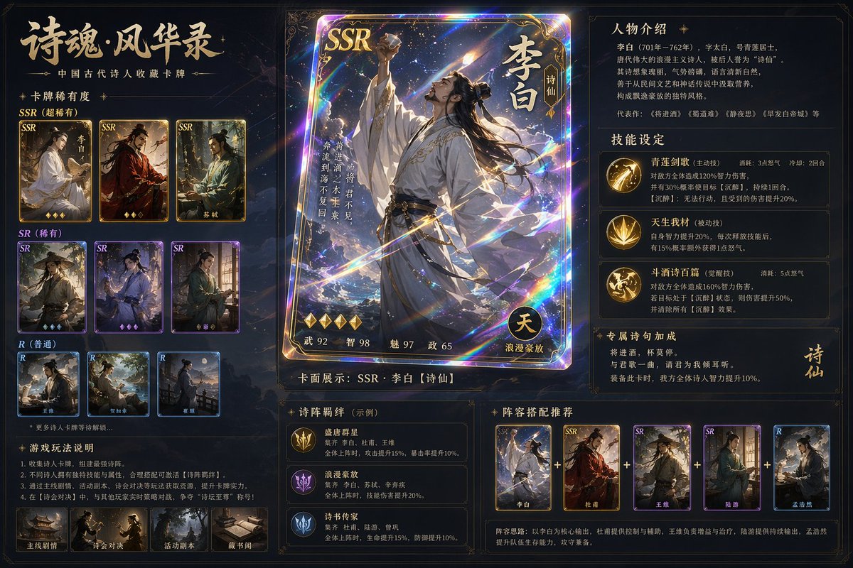 古風詩人鐳射典藏卡牌