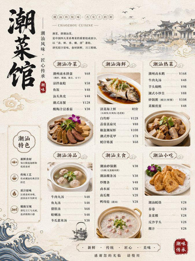 精美潮汕菜館選單圖