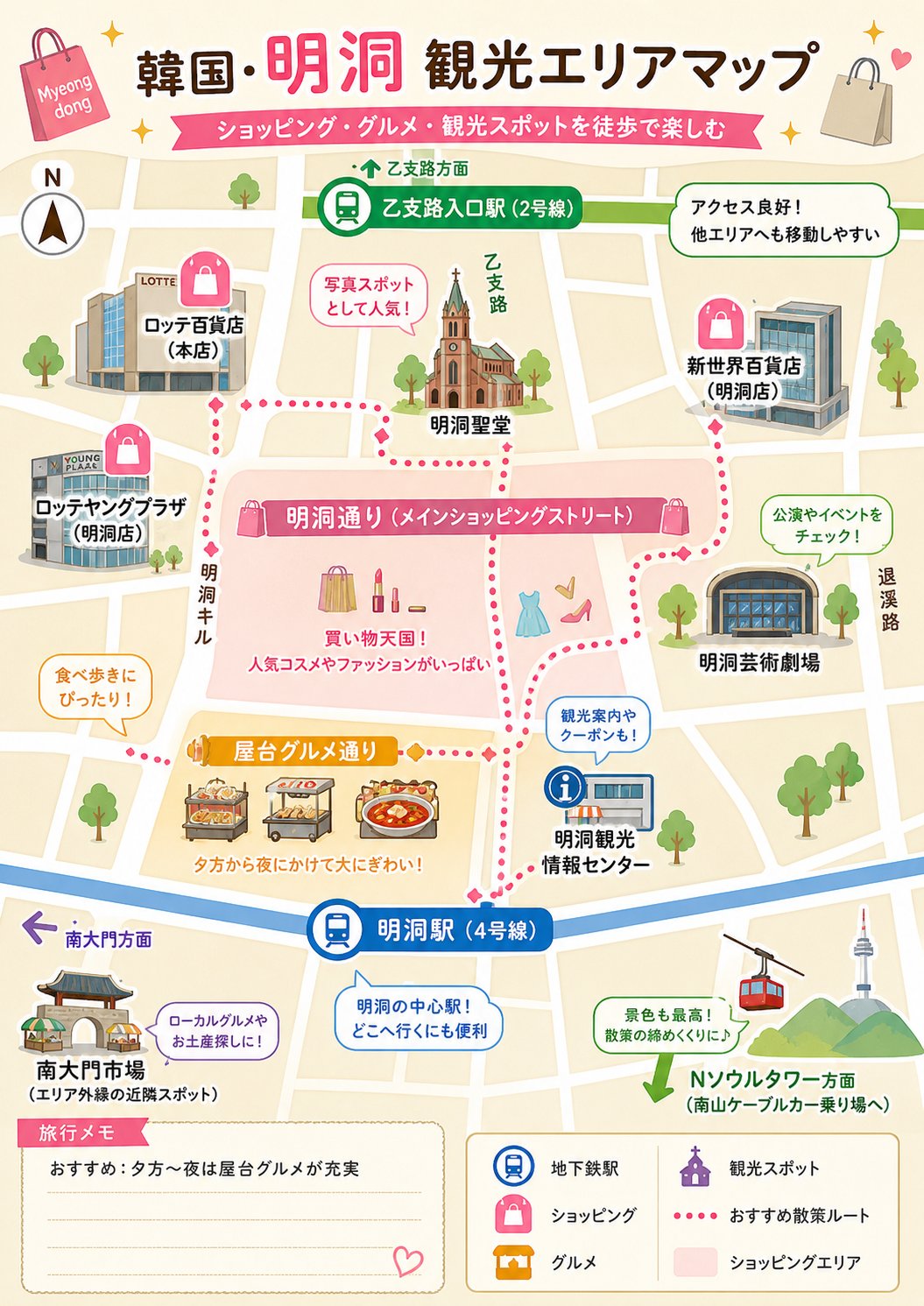 明洞旅遊區域地圖