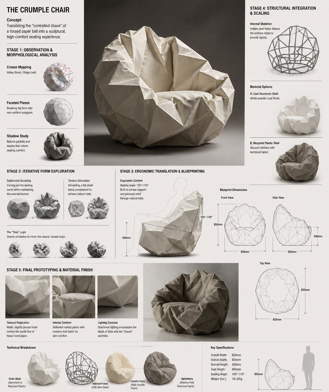Crumple Chair 概念沙發研發板