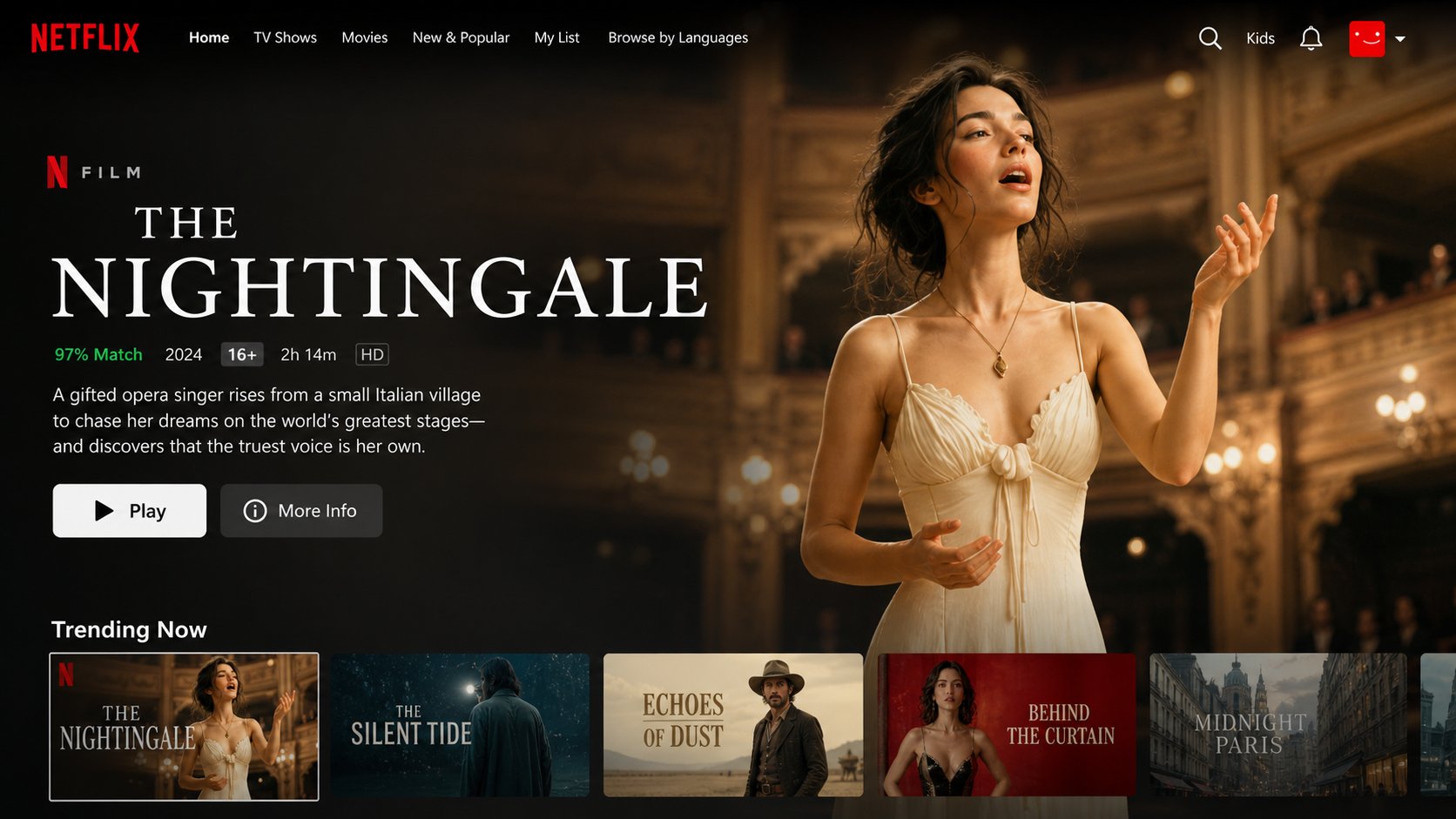 Netflix 首頁主視覺 UI