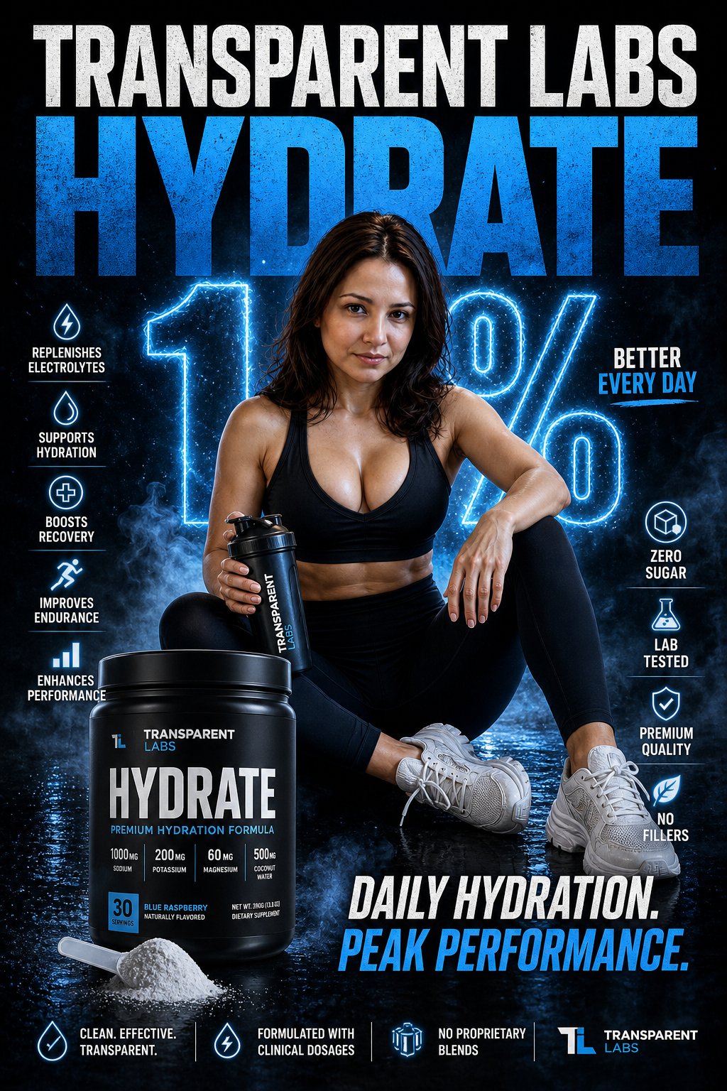 Transparent Labs Hydrate 健身補劑 Campaign