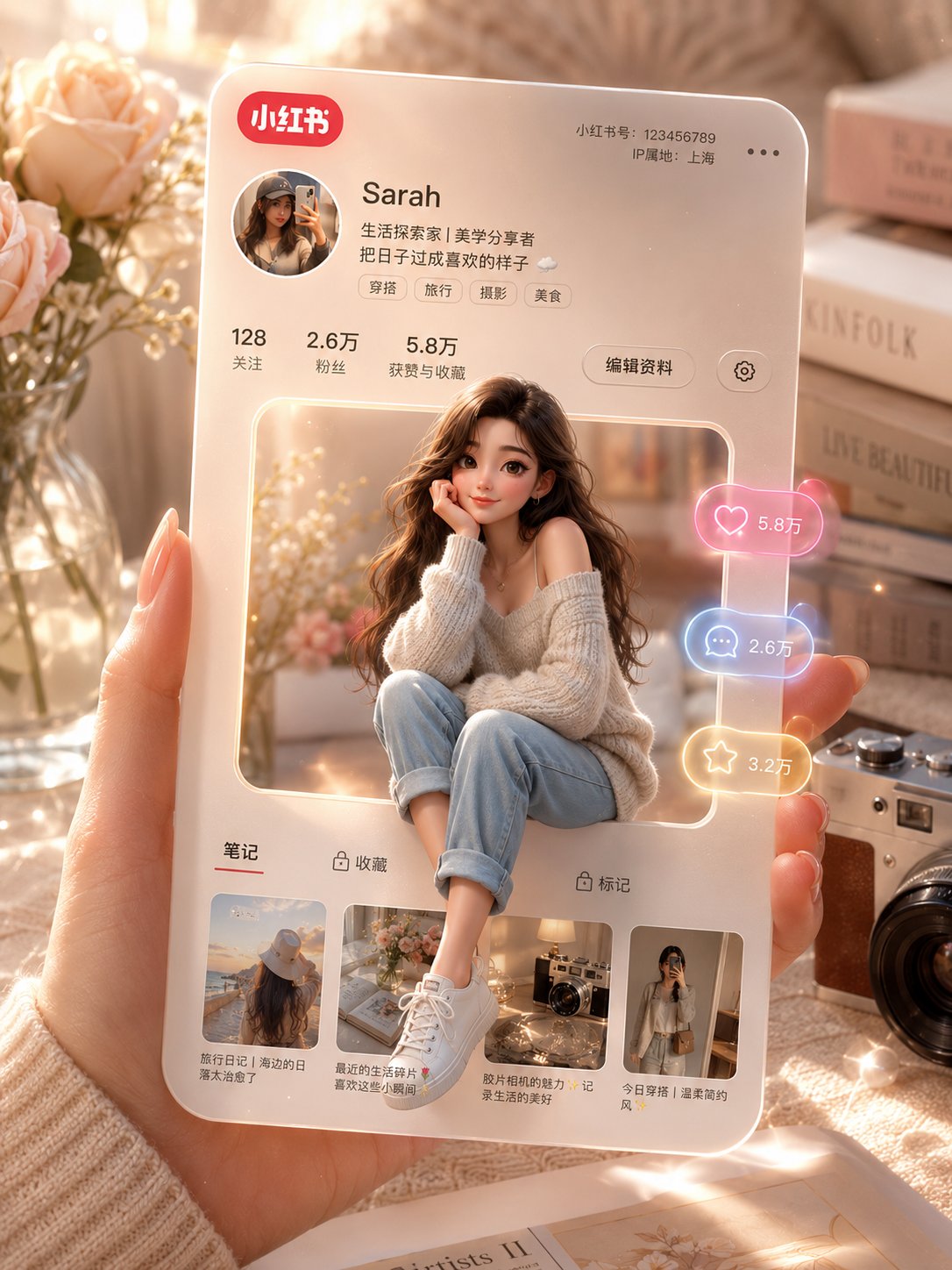 3D 小紅書個人資料卡