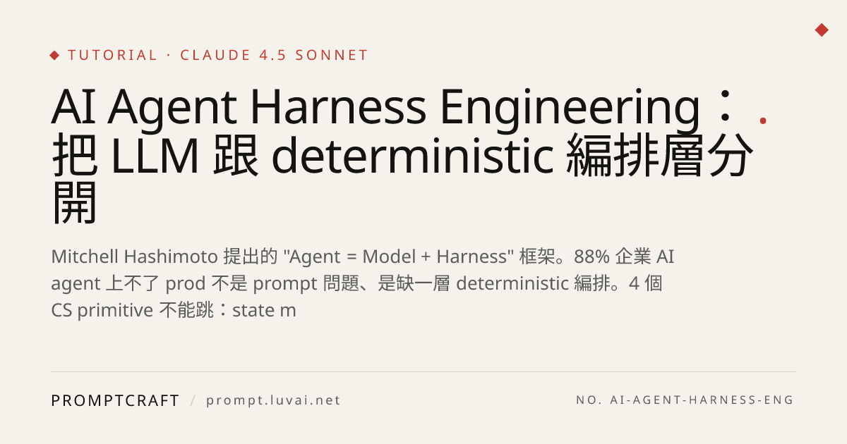 AI Agent Harness Engineering：把 LLM 跟 deterministic 編排層分開