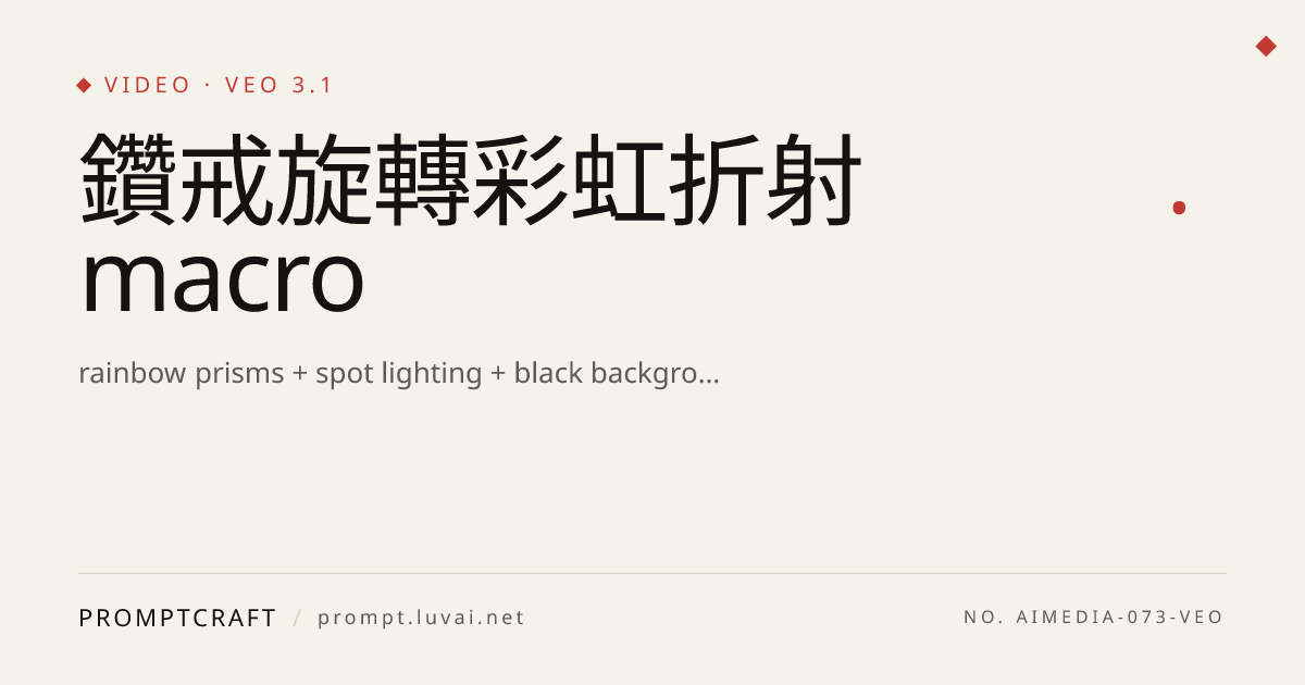 鑽戒旋轉彩虹折射 macro