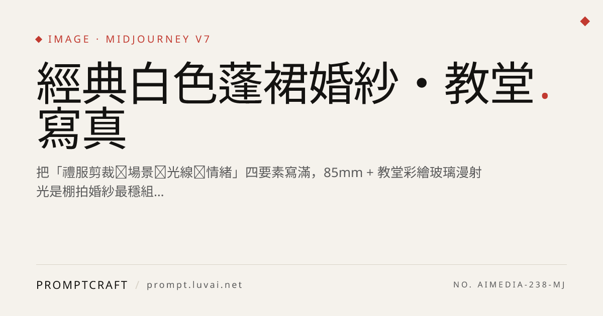經典白色蓬裙婚紗・教堂寫真