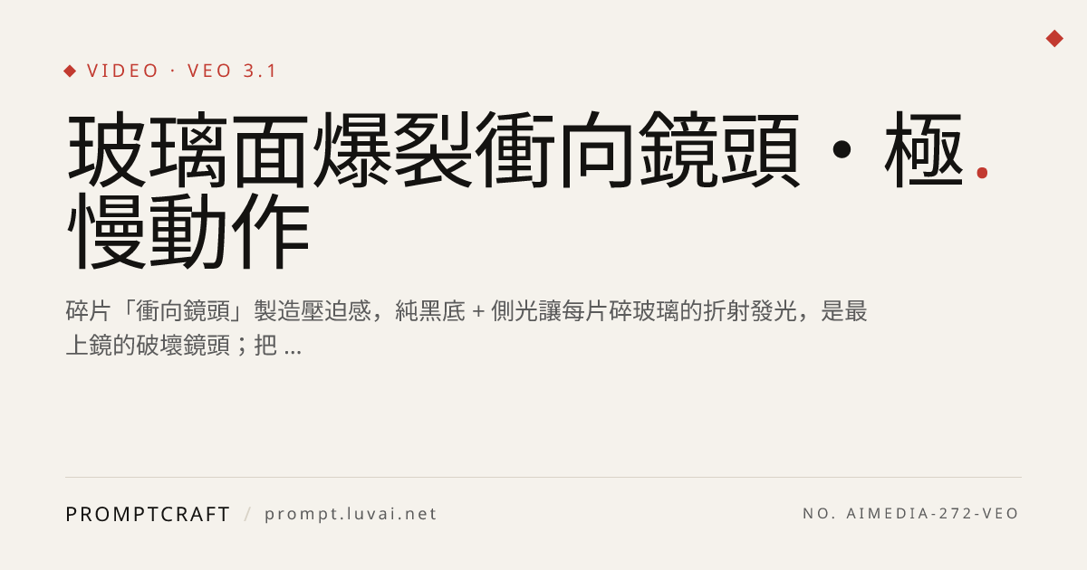 玻璃面爆裂衝向鏡頭・極慢動作