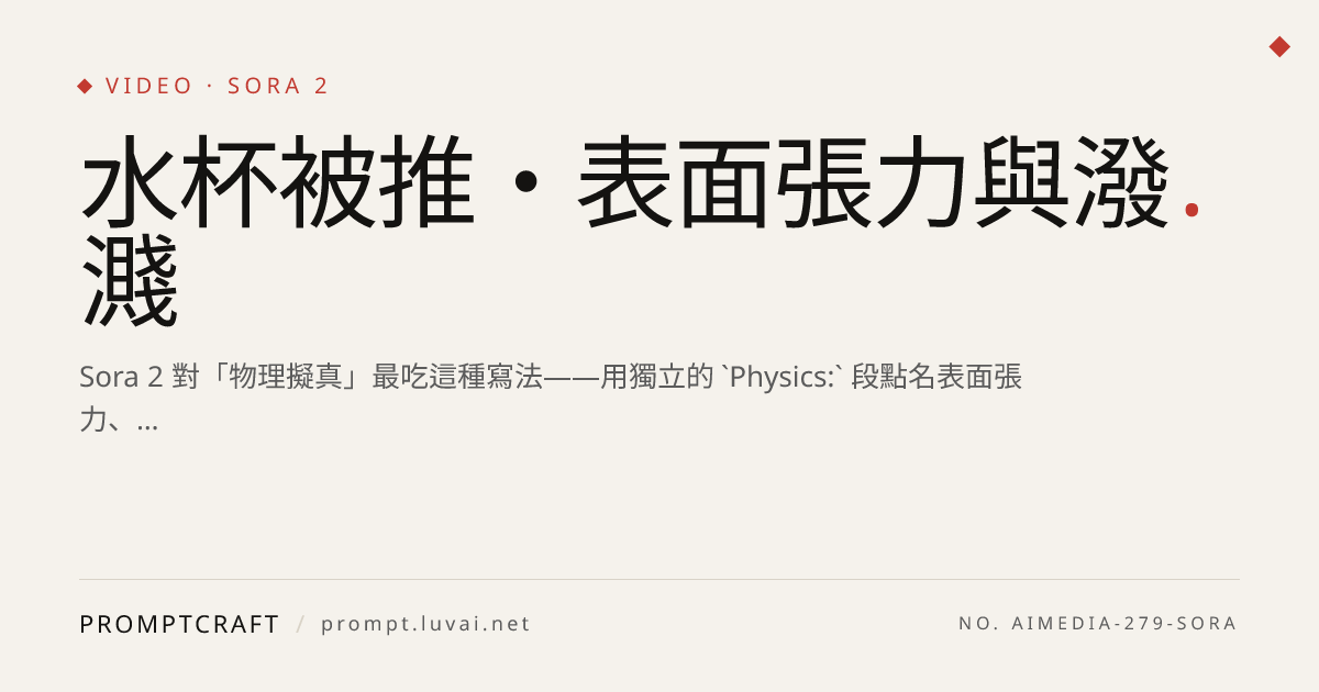 水杯被推・表面張力與潑濺