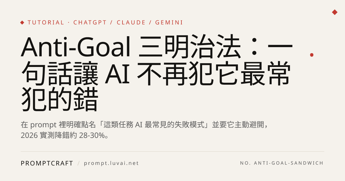 Anti-Goal 三明治法：一句話讓 AI 不再犯它最常犯的錯