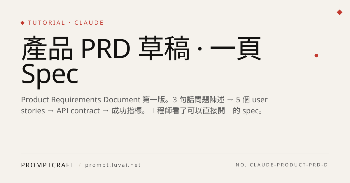 產品 PRD 草稿 · 一頁 Spec