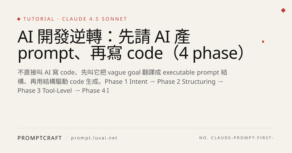 AI 開發逆轉：先請 AI 產 prompt、再寫 code（4 phase）
