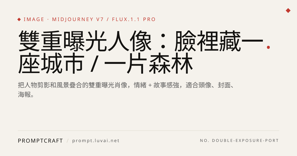 雙重曝光人像：臉裡藏一座城市 / 一片森林