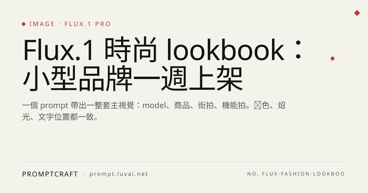 Flux.1 時尚 lookbook：小型品牌一週上架