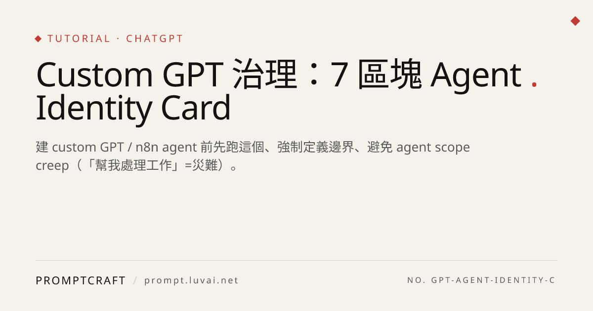 Custom GPT 治理：7 區塊 Agent Identity Card