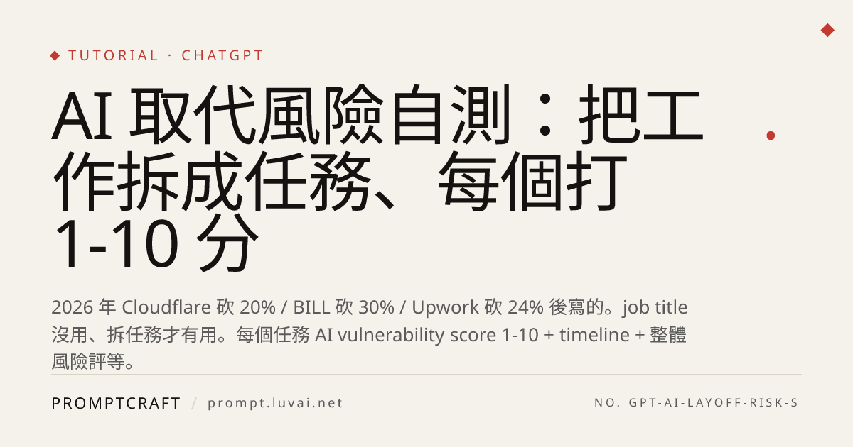 AI 取代風險自測：把工作拆成任務、每個打 1-10 分
