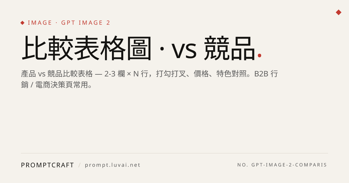比較表格圖 · vs 競品