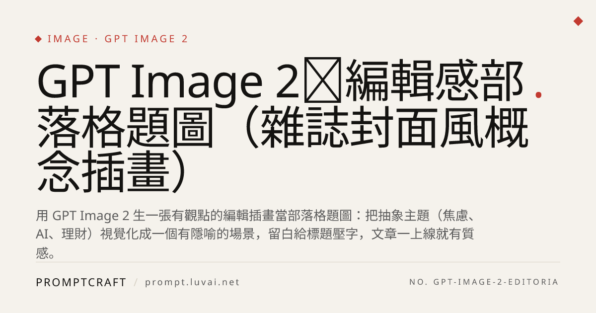 GPT Image 2｜編輯感部落格題圖（雜誌封面風概念插畫）