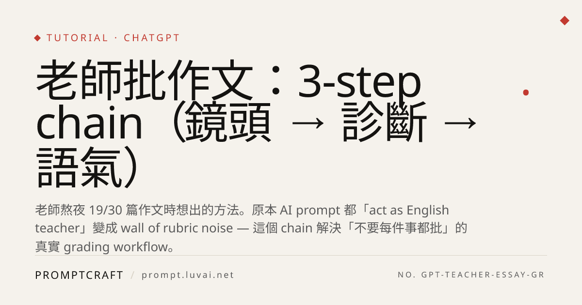 老師批作文：3-step chain（鏡頭 → 診斷 → 語氣）