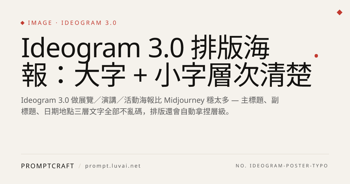 Ideogram 3.0 排版海報：大字 + 小字層次清楚