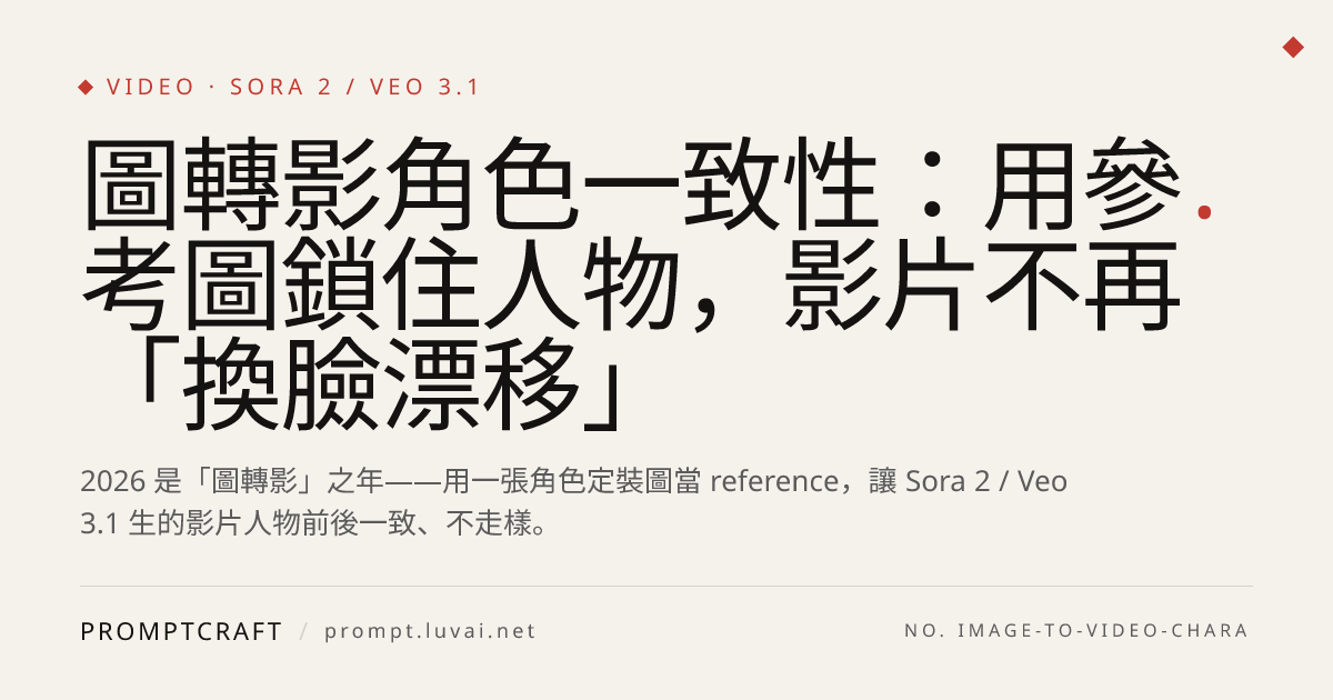 圖轉影角色一致性：用參考圖鎖住人物，影片不再「換臉漂移」