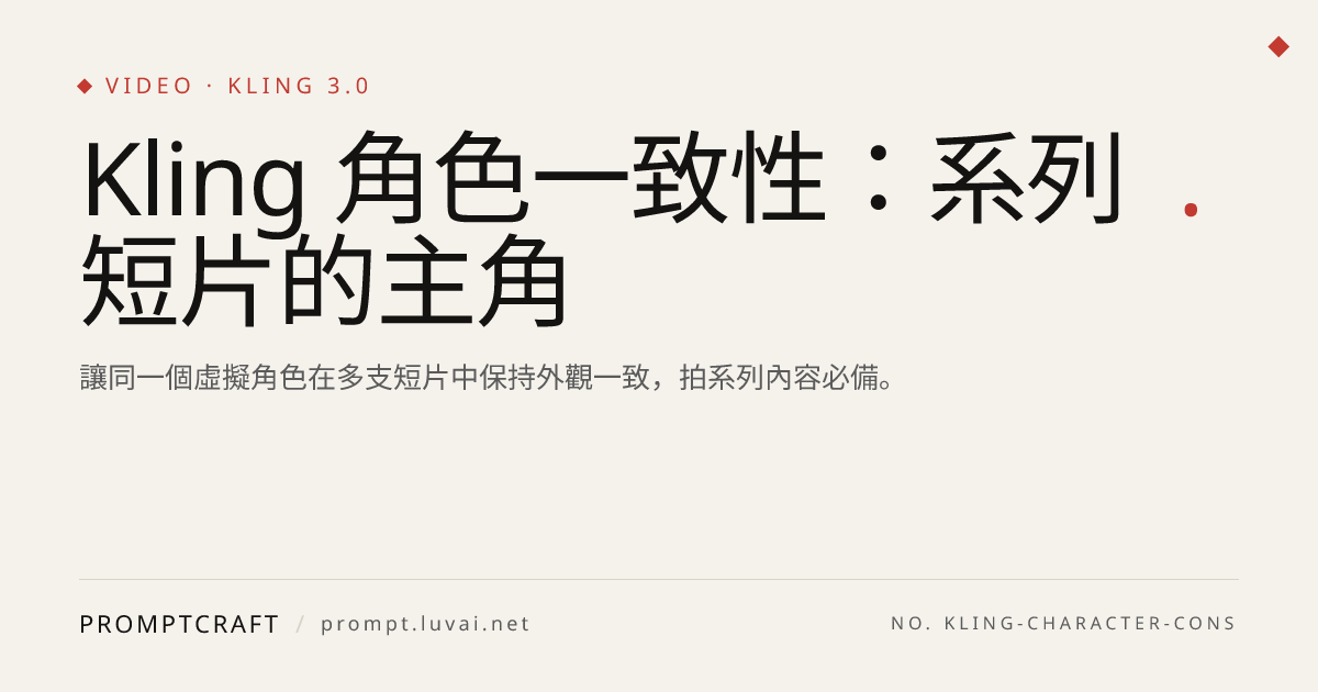 Kling 角色一致性：系列短片的主角