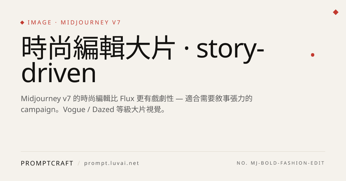 時尚編輯大片 · story-driven