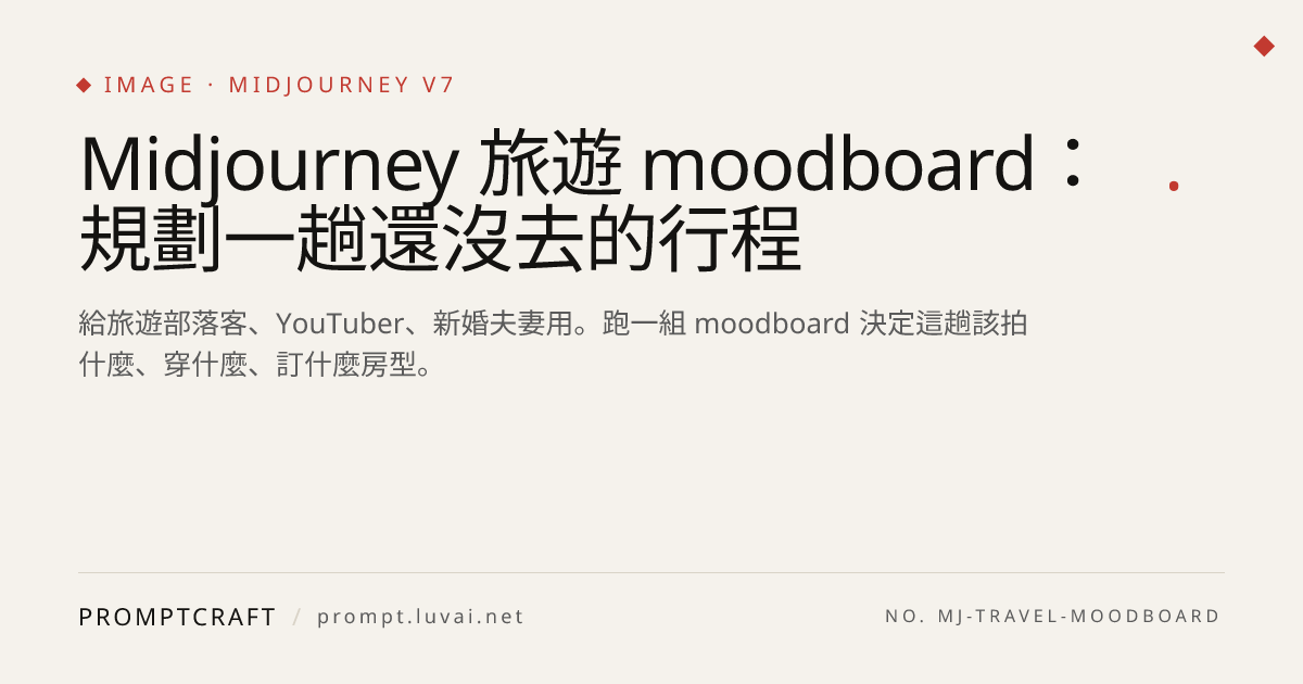Midjourney 旅遊 moodboard：規劃一趟還沒去的行程