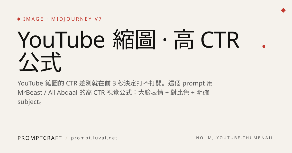 YouTube 縮圖 · 高 CTR 公式