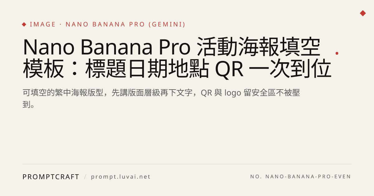 Nano Banana Pro 活動海報填空模板：標題日期地點 QR 一次到位
