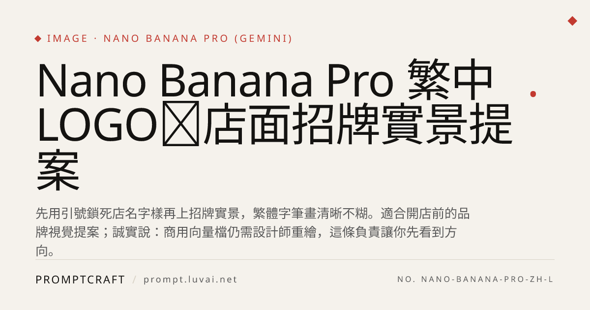 Nano Banana Pro 繁中 LOGO＋店面招牌實景提案