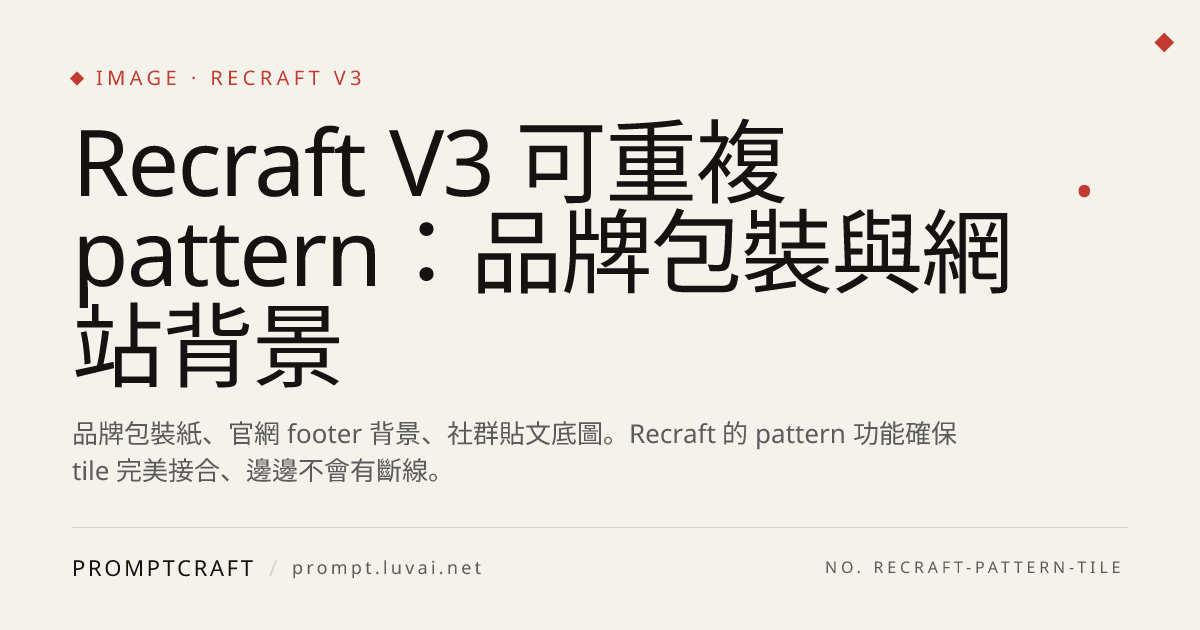Recraft V3 可重複 pattern：品牌包裝與網站背景