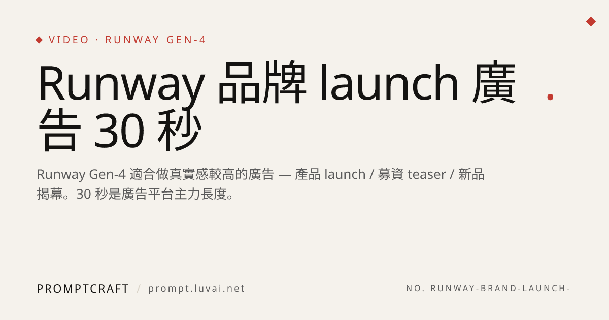 Runway 品牌 launch 廣告 30 秒