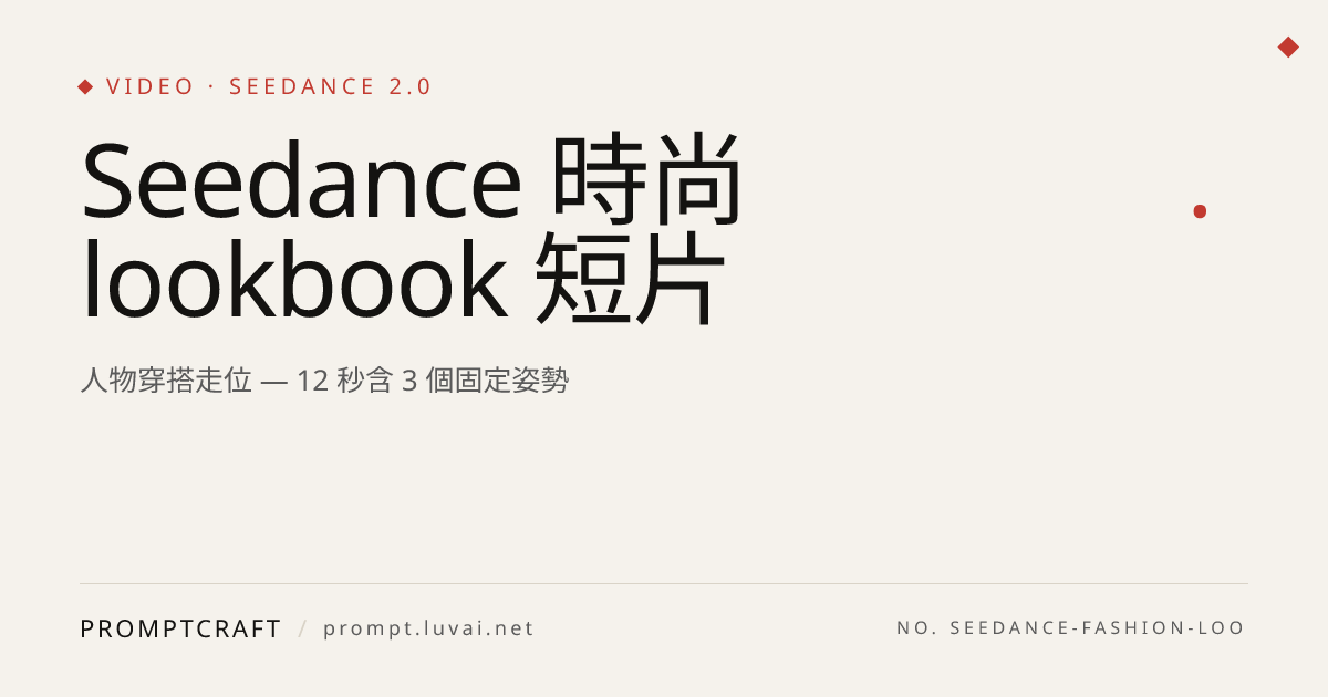 Seedance 時尚 lookbook 短片