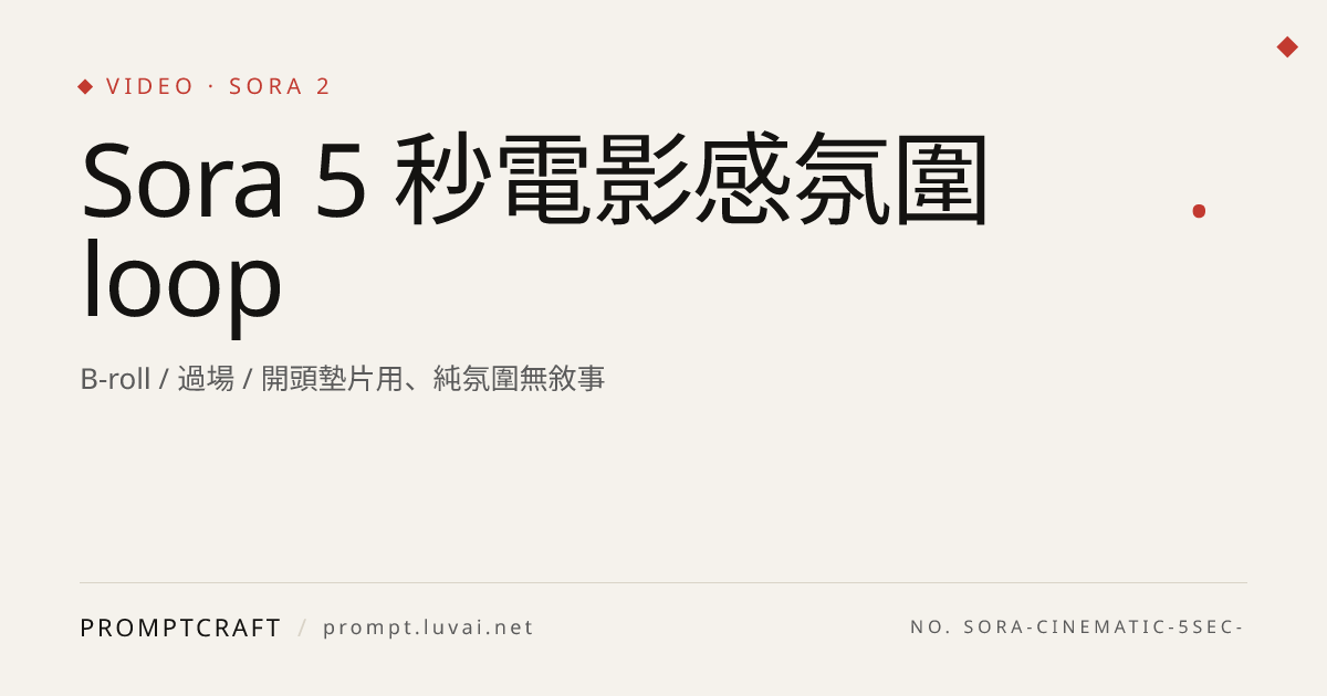 Sora 5 秒電影感氛圍 loop