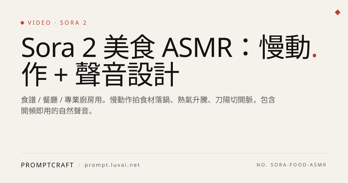 Sora 2 美食 ASMR：慢動作 + 聲音設計