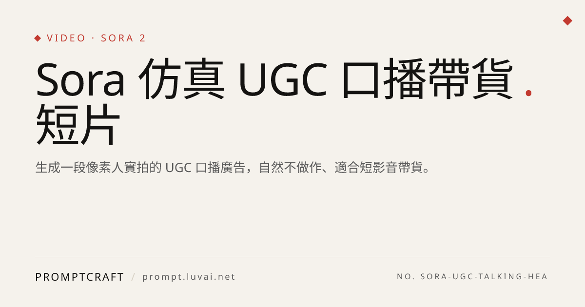 Sora 仿真 UGC 口播帶貨短片