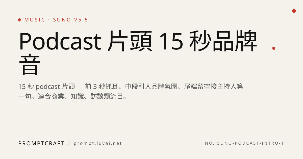 Podcast 片頭 15 秒品牌音