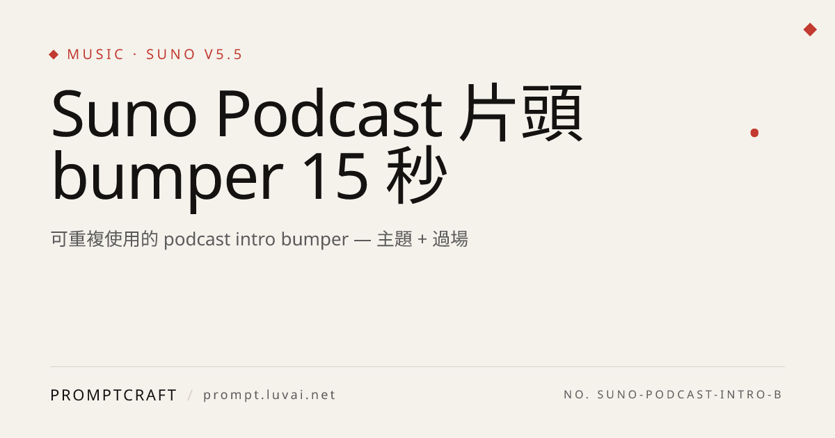 Suno Podcast 片頭 bumper 15 秒
