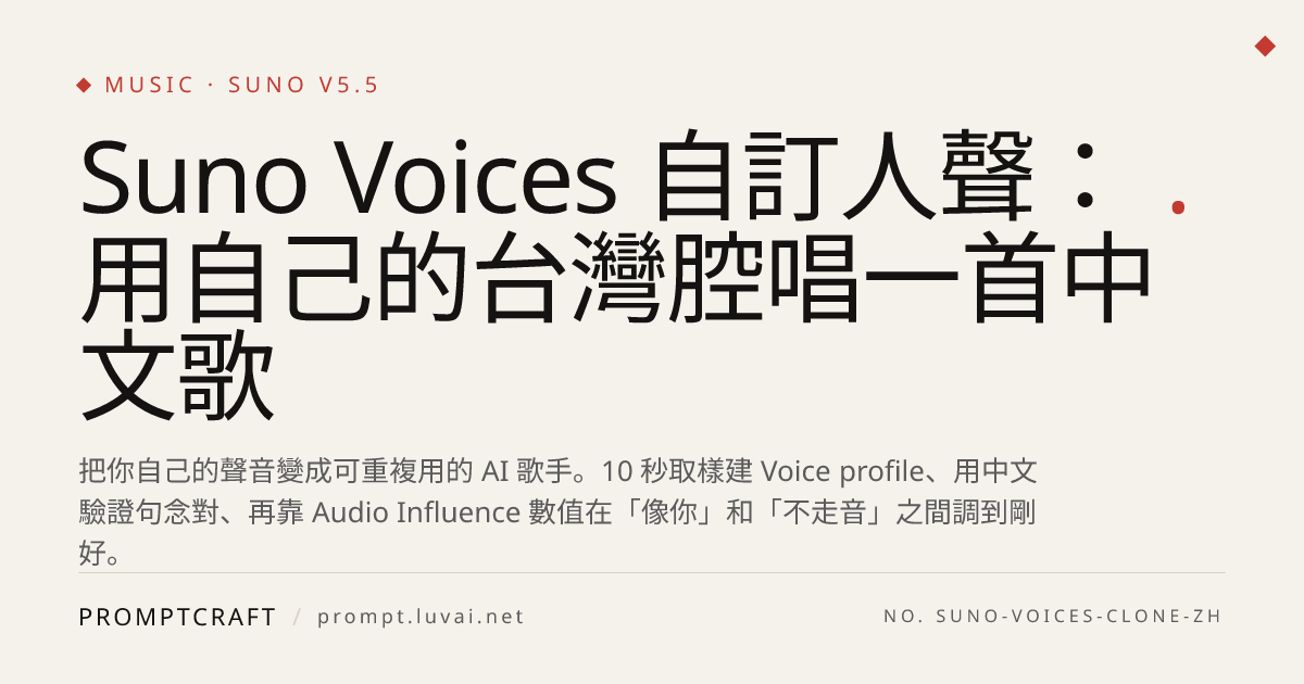 Suno Voices 自訂人聲：用自己的台灣腔唱一首中文歌