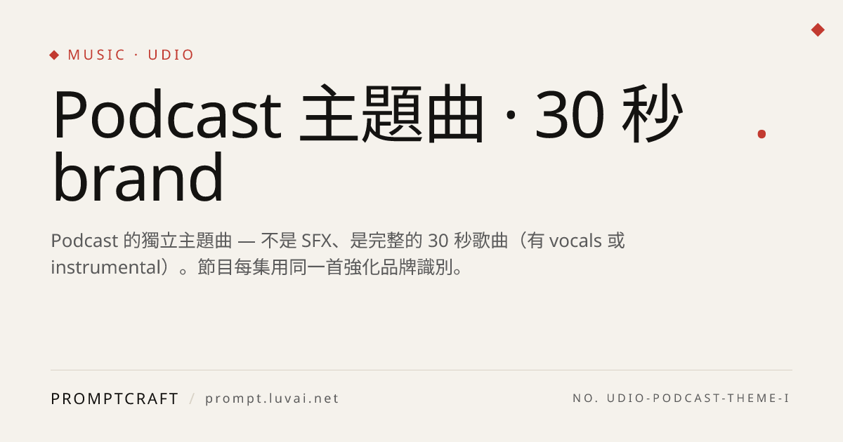 Podcast 主題曲 · 30 秒 brand