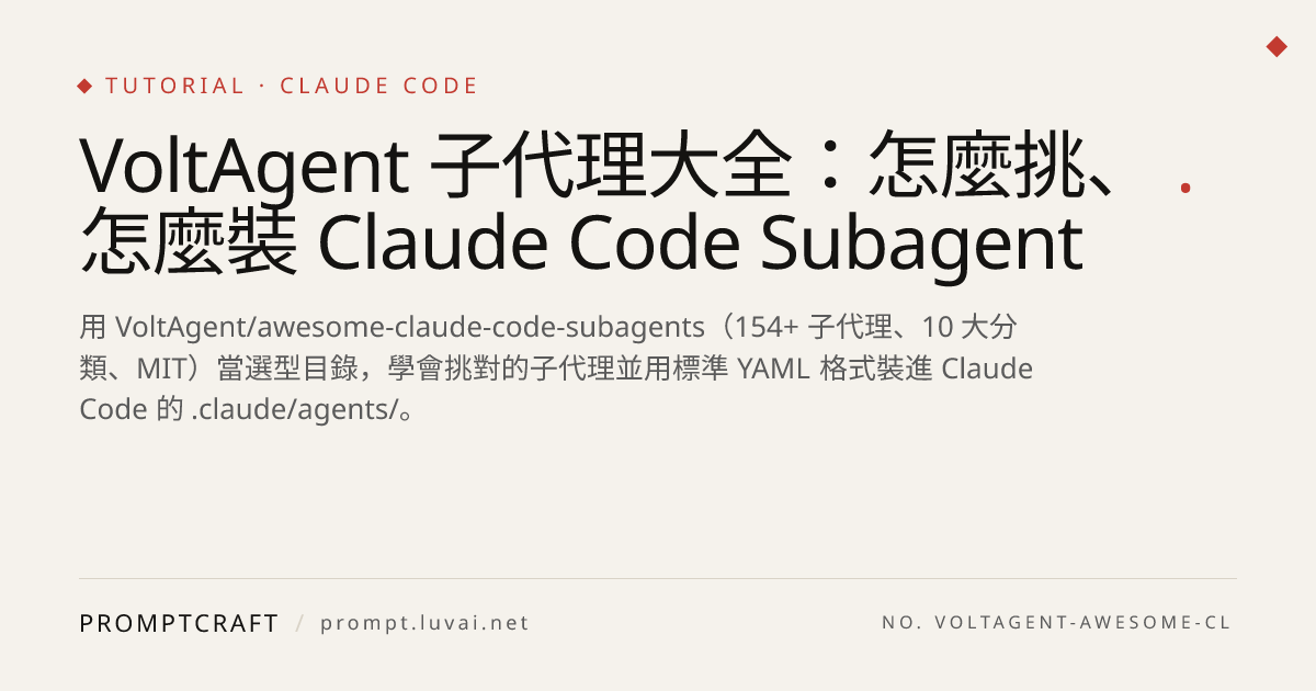 VoltAgent 子代理大全：怎麼挑、怎麼裝 Claude Code Subagent