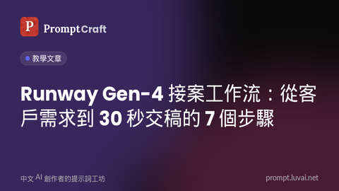 Runway Gen-4 接案工作流：從客戶需求到 30 秒交稿的 7 個步驟