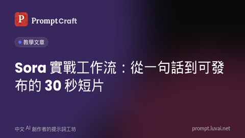 Sora 實戰工作流：從一句話到可發布的 30 秒短片