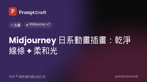 Midjourney 日系動畫插畫：乾淨線條 + 柔和光